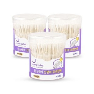 맘스베베 순면 신생아 위생면봉 400개