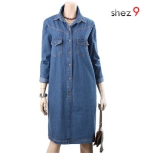 쉬즈넘버나인 삐삐 데님 카라 원피스