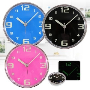 인클라인  야광크롬 흡착 욕실방수시계 답례품