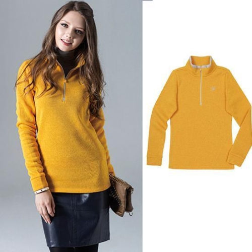 피가로스포츠  여성 집업 니트 폴라티셔츠 머스타드 (FI15WINTW01MUNT03)