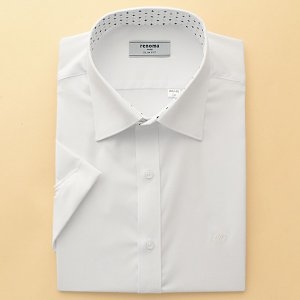  레노마 슬림핏 반소매 스트레치 카라배색 셔츠_RIUSL0-302-WH