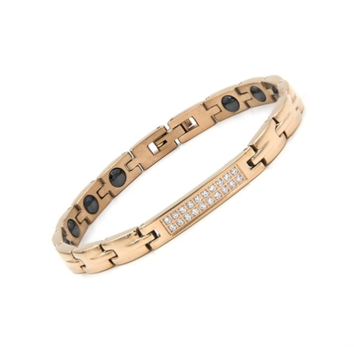 Rakii 게르마늄 큐빅 팔찌 (핑크골드)
