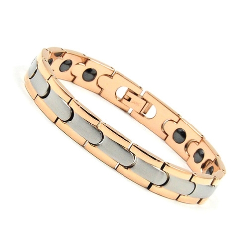 Rakii 남성 게르마늄 팔찌 (핑크골드+실버)