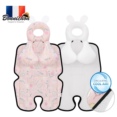 보니숑  프랑스 유모차쿨시트 짱구베개 일체형 신생아 60개월 아로니아핑크 카시트라이너 여름 아기매트