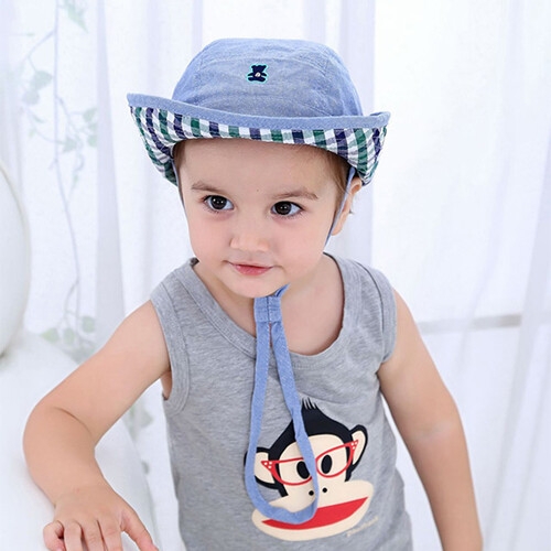 엠케이 사이즈 45 미니 곰 체크 벙거지 모자 500078 어린이모자 유아벙거지모자 아기챙모자 챙모자 예쁜유아모자 AHW_..