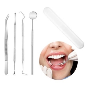제이엠무역 의료용 치석제거기 스테인리스 4종세트(핀셋+치경+치석제거기2종)