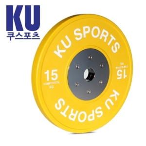 KU스포츠  역도시합용 범퍼 플레이트 바벨원판(15kg)