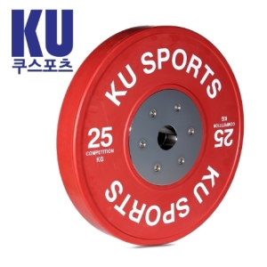 KU스포츠 역도시합용 범퍼 플레이트 바벨원판(25kg)