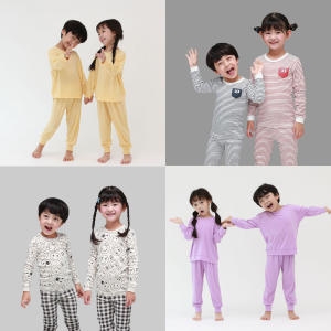 알록달록 국산 유아 아동 주니어 긴팔내의 내복 실내복 잠옷