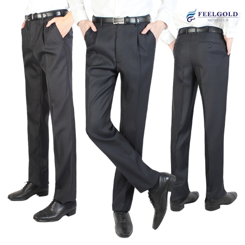 필골드 남성 춘추 원턱 솔리드 정장팬츠_A80nA218