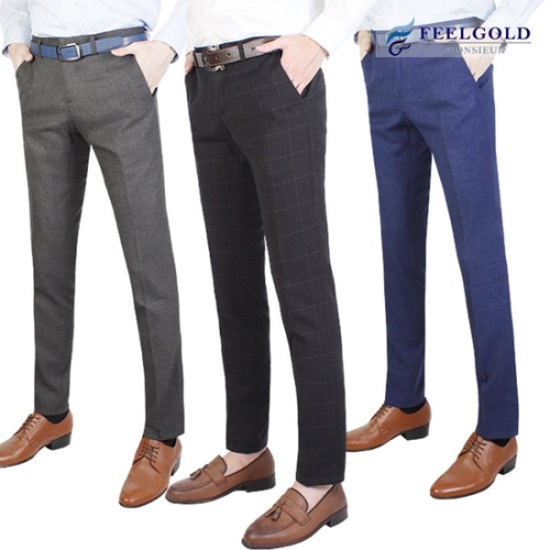 필골드 남성 모직솔리드 노턱 정장바지_k708nk712