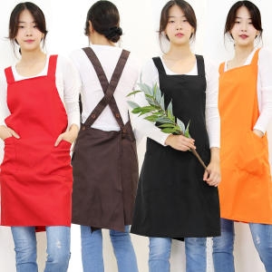 무지엑스자 단추앞치마 레드 /주방 요리 카페 서빙 설