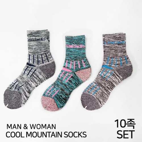 어바웃삭스 남자 여자 쿨삭스 스포츠 등산 작업 양말 단목 10족세트