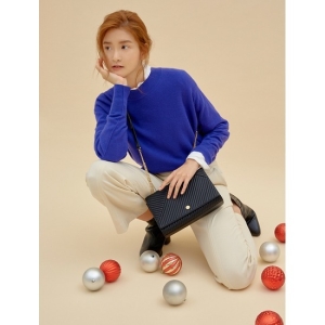  빈폴 블랙 퀼팅 체인 미디엄 숄더백_BE8XD3M815