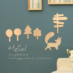 디자인베이  우드스티커 여우숲