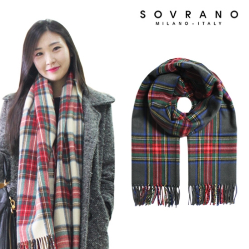 소브라노 고급 타탄체크 머플러 숄