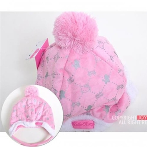 헬로키티 패턴모자 PK 귀달이모자 털