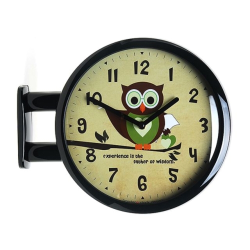 타임데코 Character Double Clock 부엉이 Owl3 BK