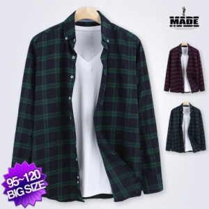 메이드 DNF_더블 라인 체크 긴팔 셔츠 076-A