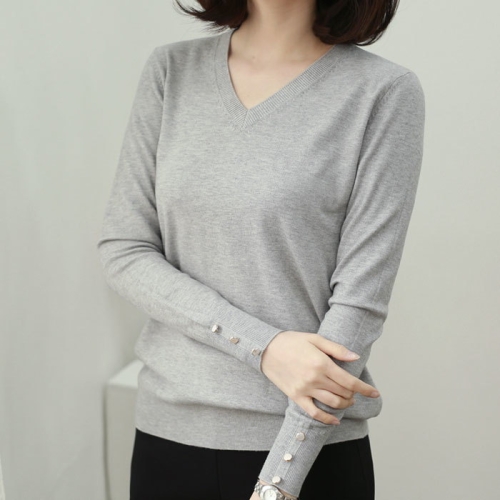 웬디즈갤러리 골드버튼 브이넥 니트_QKN006