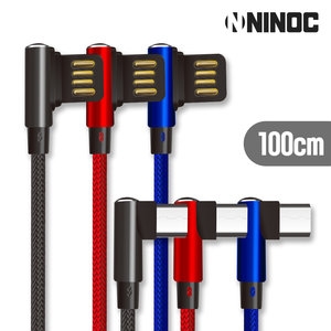 NINOC 마이크로 5핀 ㄱ자 고속충전 케이블[1m]