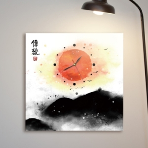 꾸밈  it075-동양화_해와달 노프레임벽시계