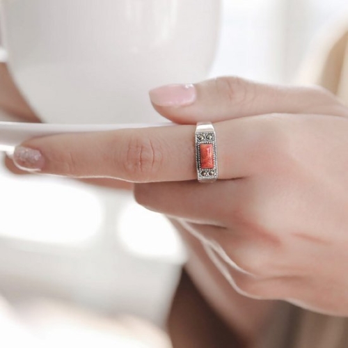 바이데이지 바이데이지 9Br0206 블론드 3월탄생석 산호 실버반지