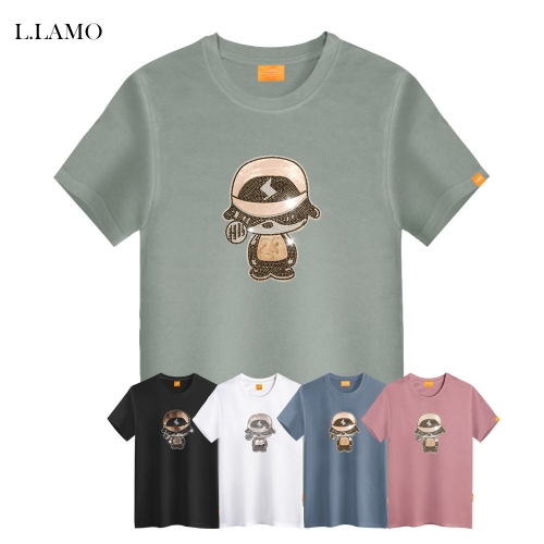 반팔티셔츠  엘라모 큐빅번개곰돌이 반팔티셔츠 남녀공용 ~4xl