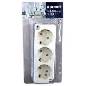 코텍 접지 노출형 3구 콘센트 K-8755