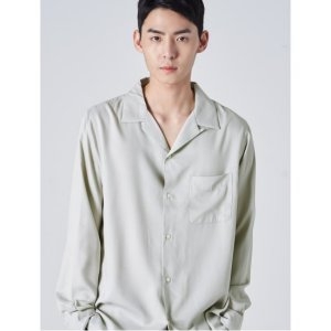  에잇세컨즈 남성 라이트 그레이 포켓 오픈 칼라 셔츠_219364AYH2