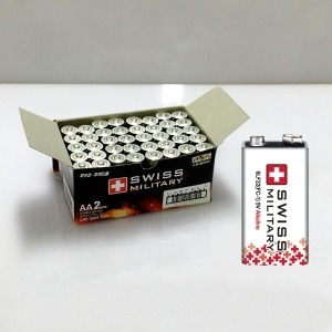 스위스밀리터리  스위스 밀리터리 알카라인 건전지 AA 40알 + 9V 1알