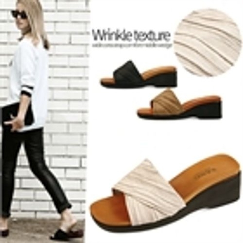 KamiEtMuse 까미에뮤즈 윙클 크로스 밴드 미들 웨지 슬리퍼 실내화 KM15s142 트렌드한 매일 업뎃