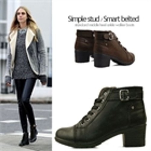 KamiEtMuse 여성 심플 벨트 숏 앵클부츠_KM14w321