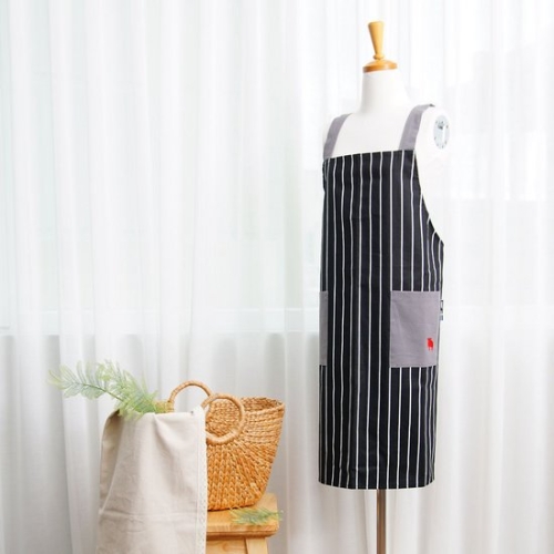 하라텍스  모즈 스웨덴 순면 스트라이프 포인트 앞치마 블랙