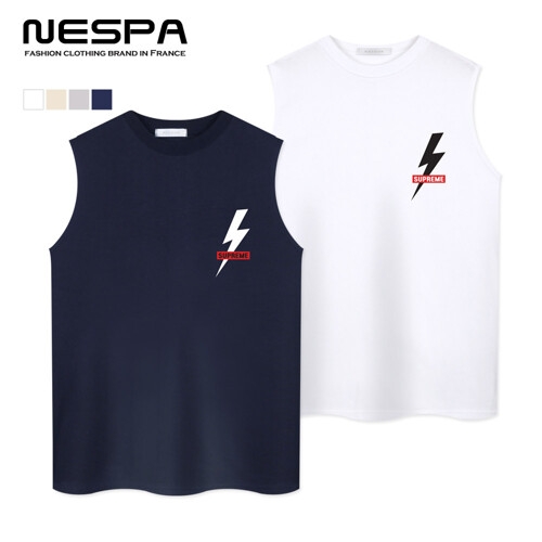 네스파 번개 나시 티셔츠 민소매 박스 오버핏  SEN_0024