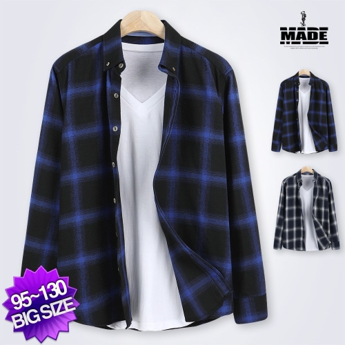 메이드 DNF_옹브레 체크 피치 긴팔 셔츠 072-B