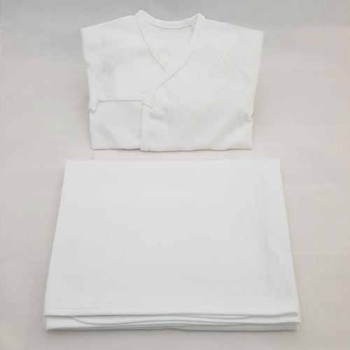 신생아 무지 면스판 배냇저고리 속싸개 세트 100