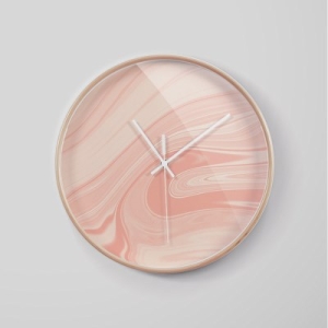 리플렉스  자작나무 무소음 인테리어 오렌지마블 벽시계 NET73W