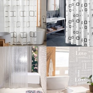 파파스  앤슬러 PEVA 샤워커튼 욕실커튼 봉세트