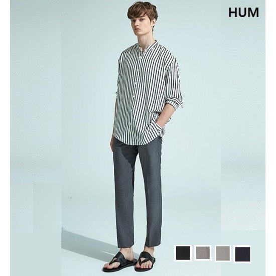  HUM 남성 반밴딩 슬림핏 슬랙스_FHNMCPS110