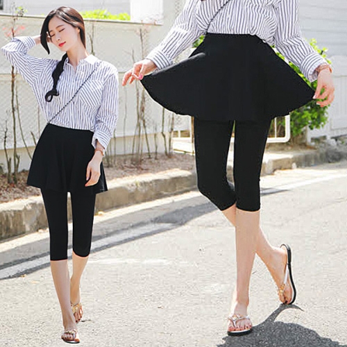 퍼스트클로 여름 코튼 면 플레어 7부 치마 레깅스