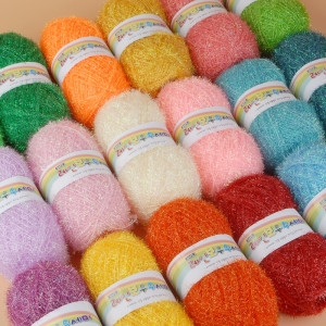 레인보우수세미 실 뜨게질 뜨개실 반짝이 웰빙