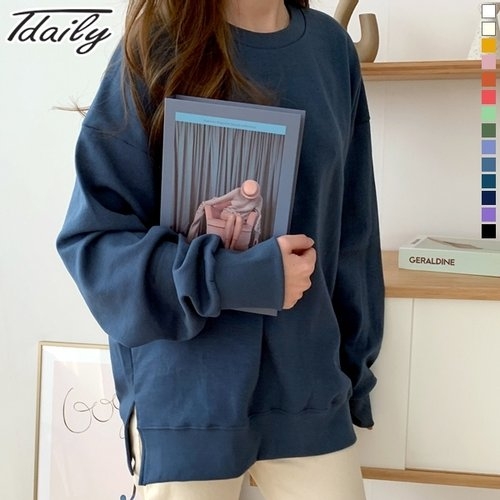 오가게  니까 남여공용 베라 루즈 절개 맨투맨 오가게 트렌드한 데일리룩 매일 업뎃