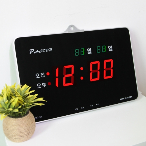 바이오메이트 하이아트 무소음 LED 디지털 벽시계 HYD-305R  월일/시분