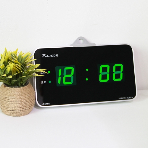 바이오메이트 하이아트 무소음 LED 디지털 벽시계 HYD-316G  시분/탁상겸용