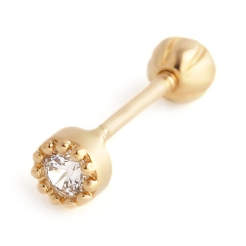 비앤비골드  14k 귀걸이 심플 원큐빅 피어싱 귀걸이 PNE19933