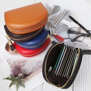 희망별자리  ISZ 소가죽 여성 카드지갑 명함 지폐 동전수납 파우치 W48E9F1