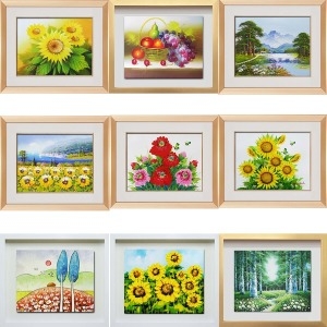 진품 풍경화 해바라기 꽃 목단 풍수 부자 그림 액자