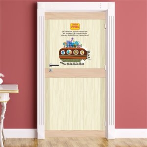 뭉키데코  현관문시트지 에어프리-주주 친구들과 비행기를 타고