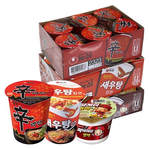 농심  신라면컵6개 + 새우탕컵6개 + 짜파게티범벅6개